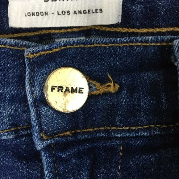 FRAME York Wash 5 Pocket Logo Hardware Le High Rise Waist Slim Fit Skinny Jeans - Picture 12 of 12